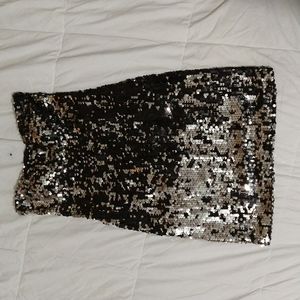 Black and silver mini SEQUIN Dress strapless XS